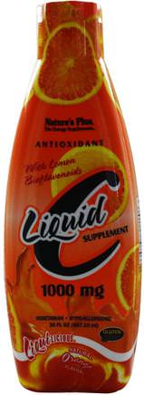 Liquid C Supplement, Natural Orange Flavor, 1000 mg, 30 fl oz (887.10 ml) by Natures Plus-Vitaminer, Vitamin C, Vitamin C Vätska