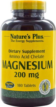 Magnesium, 200 mg, 180 Tablets by Natures Plus-Kosttillskott, Aminosyror