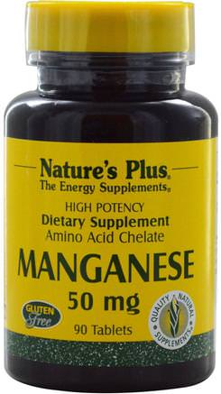 Manganese, 50 mg, 90 Tablets by Natures Plus-Kosttillskott, Mineraler, Mangan