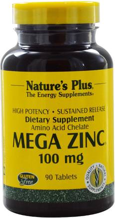 Mega Zinc, 100 mg, 90 Tablets by Natures Plus-Kosttillskott, Mineraler, Zink