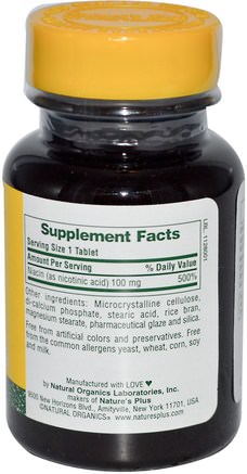 Niacin, 100 mg, 90 Tablets by Natures Plus-Vitaminer, Vitamin B, Vitamin B3, Vitamin B3 - Niacin