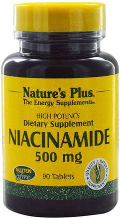 Niacinamide, 500 mg, 90 Tablets by Natures Plus-Vitaminer, Vitamin B, Vitamin B3, Vitamin B3 - Niacinamid
