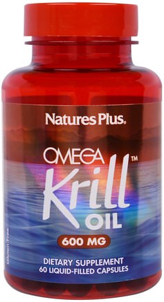 Omega Krill Oil, 600 mg, 60 Liquid-Filled Capsules by Natures Plus-Hälsa, Kvinnor, Kosttillskott, Efa Omega 3 6 9 (Epa Dha), Krillolja