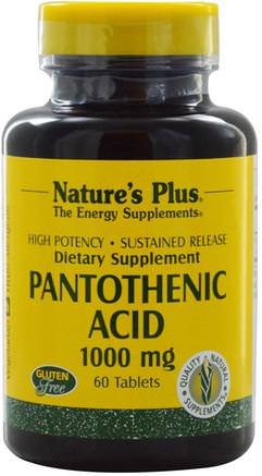 Pantothenic Acid, 1000 mg, 60 Tablets by Natures Plus-Vitaminer, Vitamin B, Vitamin B5 - Pantotensyra