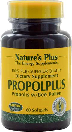 Propolplus, Propolis w/Bee Pollen, 60 Softgels by Natures Plus-Kosttillskott, Biprodukter, Bi Propolis, Bi Pollen