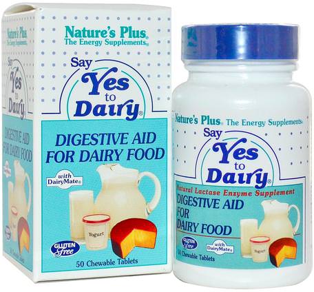 Say Yes to Dairy, 50 Chewable Tablets by Natures Plus-Kosttillskott, Enzymer, Laktas