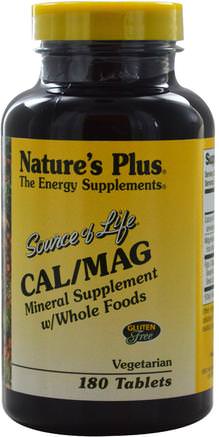 Source of Life, Cal/Mag, 180 Tablets by Natures Plus-Kosttillskott, Mineraler, Kalcium Och Magnesium