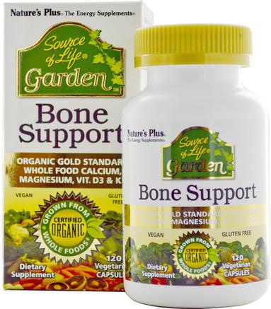 Source of Life, Garden, Bone Support, 120 Veggie Caps by Natures Plus-Hälsa, Ben, Osteoporos