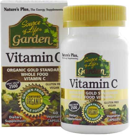 Source of Life, Garden, Vitamin C, 60 Veggie Caps by Natures Plus-Vitaminer, Vitamin C