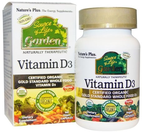 Source of Life, Garden, Vitamin D3, 60 Veggie Caps by Natures Plus-Vitaminer, Vitamin D3