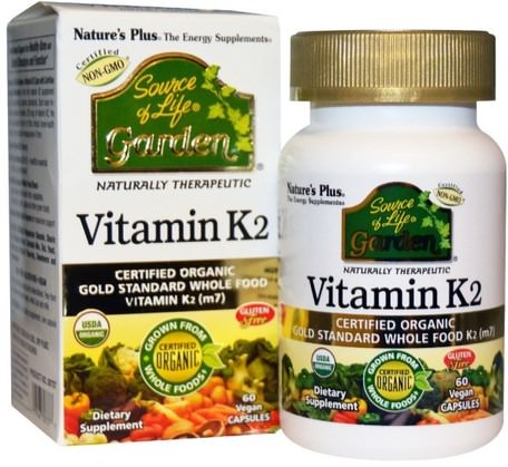 Source of Life, Garden, Vitamin K2, 60 Vegan Caps by Natures Plus-Vitaminer, Vitamin K