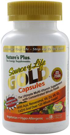 Source of Life, Gold Capsules, 90 Veggie Caps by Natures Plus-Vitaminer, Multivitaminer