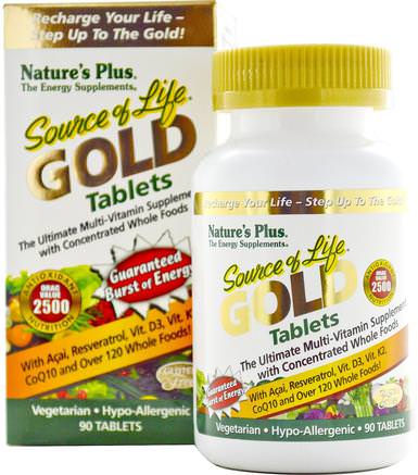 Source of Life Gold, The Ultimate Multi-Vitamin Supplement, 90 Tablets by Natures Plus-Vitaminer, Multivitaminer