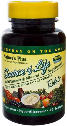 Source of Life, Multi-Vitamin & Mineral Supplement, 30 Tablets by Natures Plus-Vitaminer, Multivitaminer