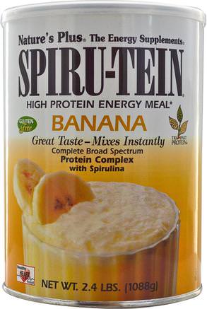 Spiru-Tein, High Protein Energy Meal, Banana, 2.4 lbs (1088 g) by Natures Plus-Kosttillskott, Protein