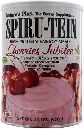 Spiru-Tein, High Protein Energy Meal, Powder, Cherries Jubilee, 2.1 lbs (960 g) by Natures Plus-Kosttillskott, Protein