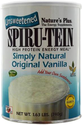 Spiru-Tein, High Protein Energy Meal, Simply Natural Original Vanilla, Unsweetened, 1.63 lbs (740 g) by Natures Plus-Kosttillskott, Protein