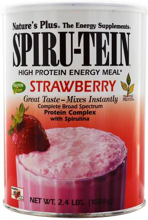 Spiru-Tein, High Protein Energy Meal, Strawberry, 2.4 lbs (1088 g) by Natures Plus-Kosttillskott, Protein