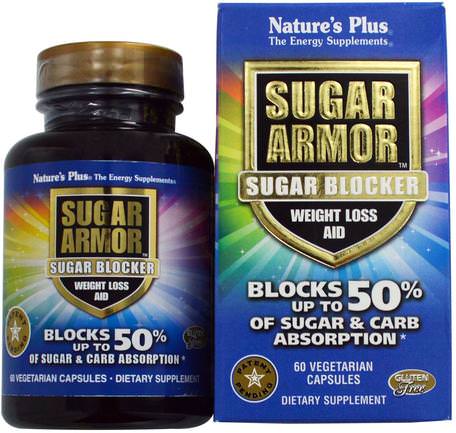 Sugar Armor, Sugar Blocker, Weight Loss Aid, 60 Veggie Caps by Natures Plus-Hälsa, Kost