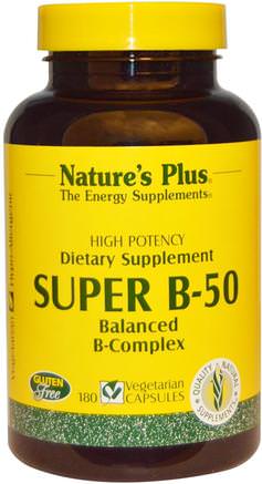 Super B-50, 180 Veggie Caps by Natures Plus-Vitaminer, Vitamin B-Komplex, Vitamin B-Komplex 50