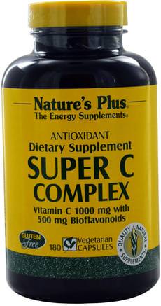 Super C Complex, 180 Veggie Caps by Natures Plus-Vitaminer, Vitamin C, Vitamin C Bioflavonoider Stegor