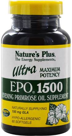 Ultra EPO 1500, Maximum Potency, 60 Softgels by Natures Plus-Kosttillskott, Efa Omega 3 6 9 (Epa Dha), Kvälls Primrosolja, Kvälls Primrosolja Mjölk, Hälsa, Kvinnor
