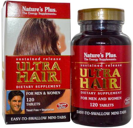 Ultra Hair, Sustained Release, For Men & Women, 120 Tablets by Natures Plus-Hälsa, Män, Kvinnor