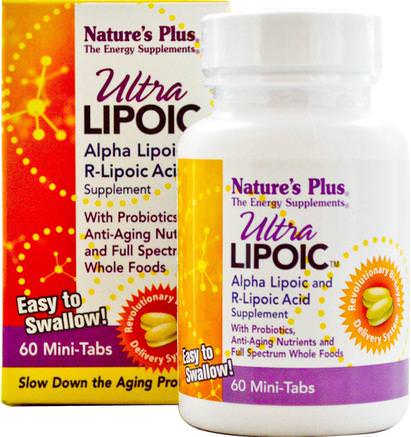 Ultra Lipoic, 60 Mini Tabs by Natures Plus-Kosttillskott, Antioxidanter, Alfa Lipoinsyra