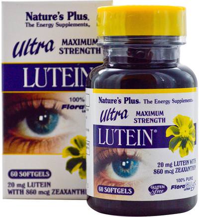 Ultra Lutein, Maximum Strength, 20 mg, 60 Softgels by Natures Plus-Kosttillskott, Antioxidanter, Lutein, Hälsa, Ögonvård, Visionvård, Vision