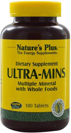 Ultra-Mins, Multiple Mineral with Whole Foods, 180 Tablets by Natures Plus-Kosttillskott, Mineraler, Flera Mineraler