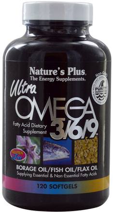 Ultra Omega 3/6/9, 120 Softgels by Natures Plus-Kosttillskott, Efa Omega 3 6 9 (Epa Dha), Omega 369 Caps / Tabs