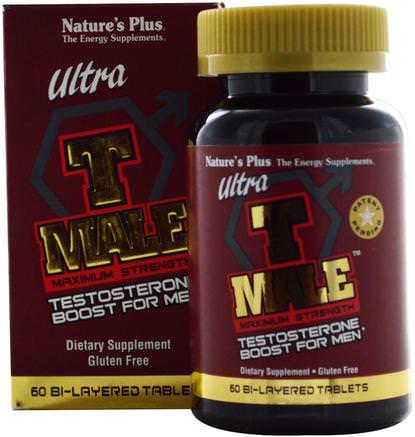 Ultra T-Male, Testosterone Boost for Men, Maximum Strength, 60 Bi-Layered Tablets by Natures Plus-Hälsa, Män, Testosteron