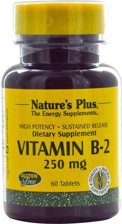 Vitamin B-2, 250 mg, 60 Tablets by Natures Plus-Vitaminer, Vitamin B, Vitamin B2 - Riboflavin