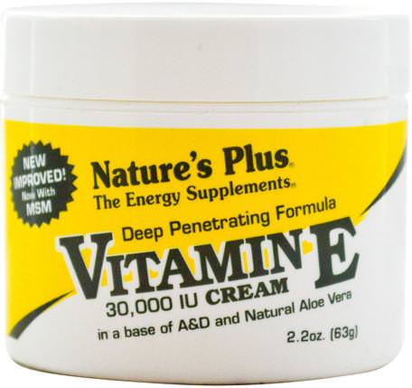 Vitamin E Cream, 30.000 IU, 2.2 oz (63 g) by Natures Plus-Kosttillskott, Antioxidanter, Vitamin E, Vitamin E-Vätska
