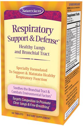 Respiratory Support & Defense, 60 Tablets by Natures Secret-Hälsa, Lung Och Bronkial