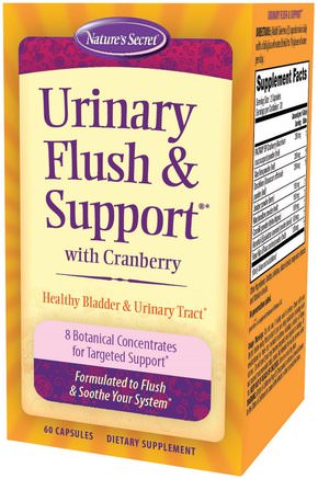 Urinary Flush & Support, with Cranberry, 60 Capsules by Natures Secret-Örter, Tranbär