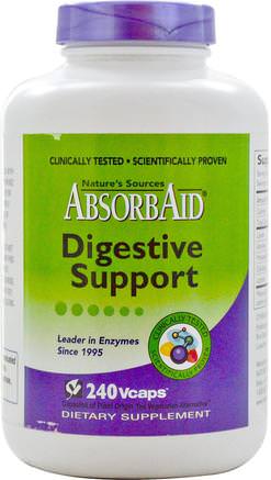 AbsorbAid, Digestive Support, 240 Vcaps by Natures Sources-Kosttillskott, Matsmältningsenzymer