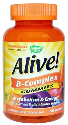 Alive! B-Complex, Cherry Flavor, 60 Gummies by Natures Way-Vitaminer, Vitamin B-Komplex