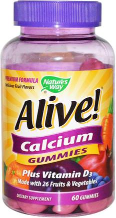 Alive! Calcium, 60 Gummies by Natures Way-Kosttillskott, Mineraler, Kalcium