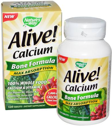 Alive! Calcium, Bone Formula, 120 Tablets by Natures Way-Kosttillskott, Mineraler, Kalcium Och Magnesium