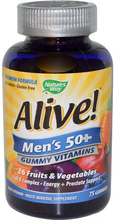 Alive! Mens 50+ Multi-Vitamin Multi-Mineral, 75 Gummies by Natures Way-Vitaminer, Män Multivitaminer