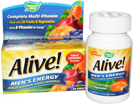 Alive!, Mens Energy Multivitamin-Multimineral, 50 Tablets by Natures Way-Vitaminer, Multivitaminer
