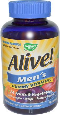 Alive! Mens Vitamins, 75 Gummies by Natures Way-Vitaminer, Män Multivitaminer