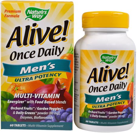 Alive! Once Daily, Mens Multi-Vitamin, 60 Tablets by Natures Way-Vitaminer, Män Multivitaminer