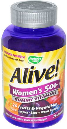 Alive! Womens 50+ Gummy Vitamins, 75 Gummies by Natures Way-Vitaminer, Kvinnor Multivitaminer