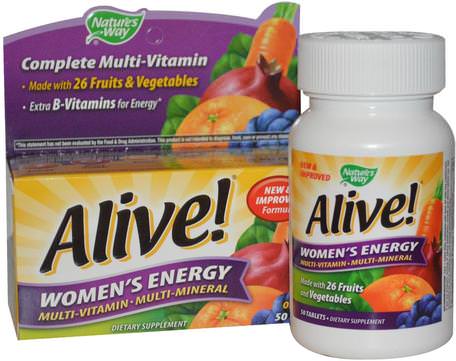Alive! Womens Energy, Multivitamin-Multimineral, 50 Tablets by Natures Way-Vitaminer, Kvinnor Multivitaminer