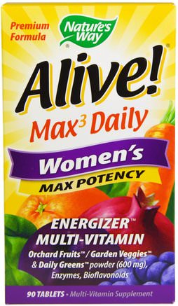 Alive, Womens Max Potency, 90 Tablets by Natures Way-Vitaminer, Kvinnor Multivitaminer
