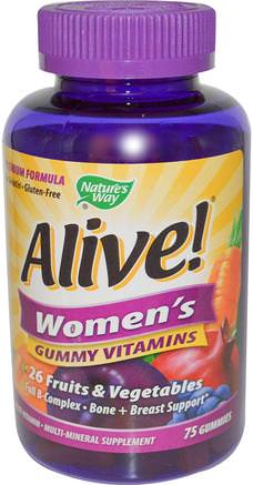 Alive! Womens Vitamins, 75 Gummies by Natures Way-Vitaminer, Kvinnor Multivitaminer