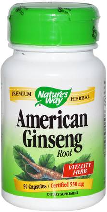 American Ginseng Root, 550 mg, 50 Capsules by Natures Way-Hälsa, Kall Influensa Och Virus, Ginseng, Tillskott