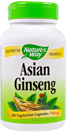 Asian Ginseng, 560 mg, 100 Veggie Caps by Natures Way-Hälsa, Kall Influensa Och Viral, Ginseng, Tillskott